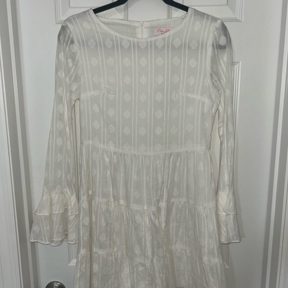 White Long Sleeve Kids Dress